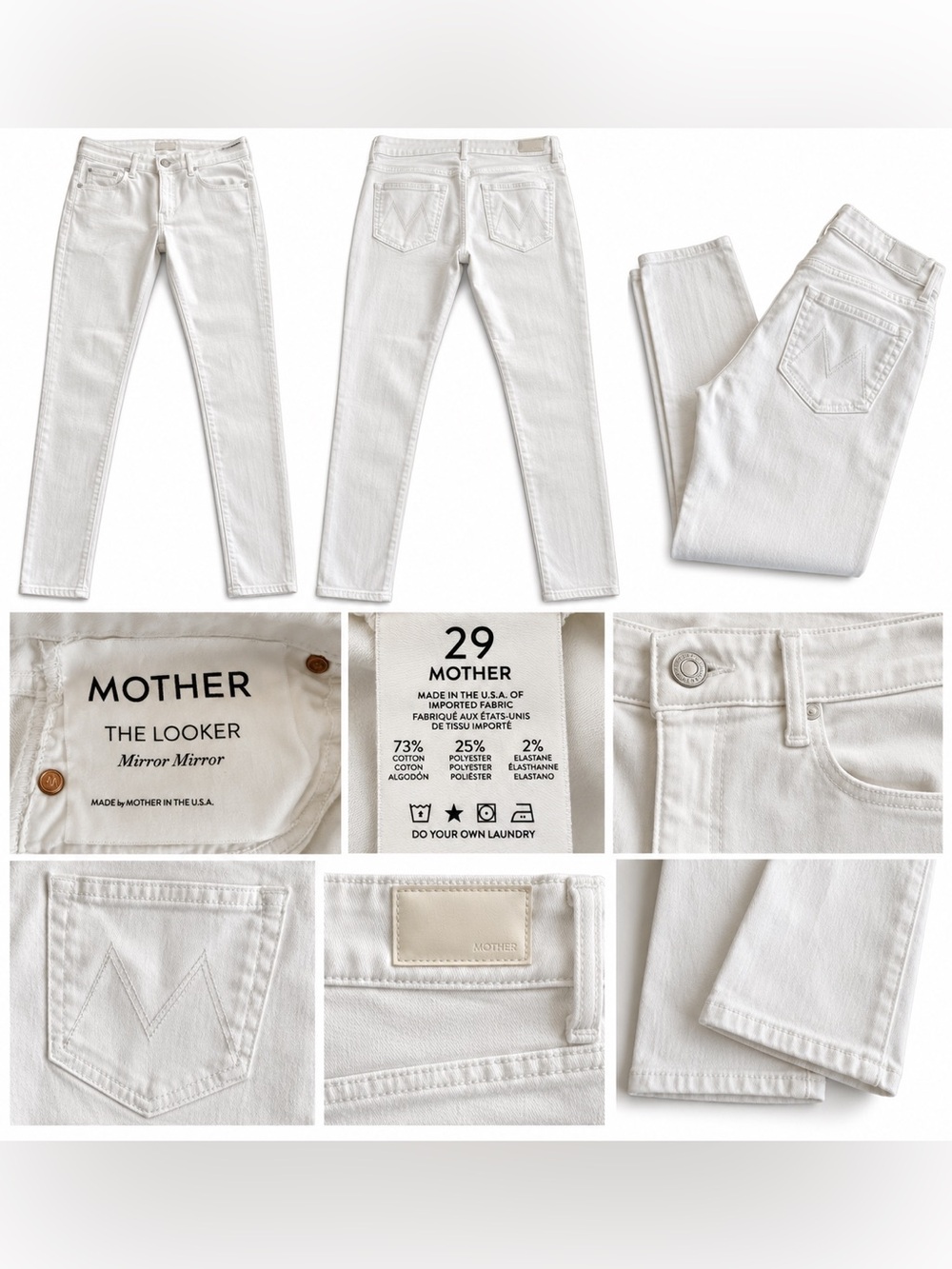 MOTHER The Looker Skinny Jeans in White
